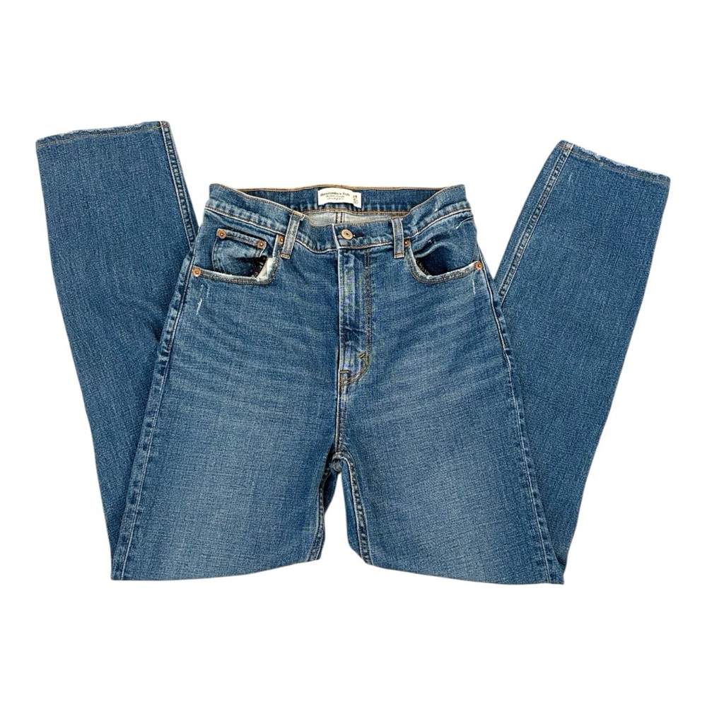 Abercrombie & Fitch Ultra High Rise Ankle Straight Jean Destructed Knee 28/6 XL